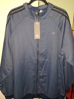 adidas Navy Blue Men's Full-Zip Windbreaker Jacket